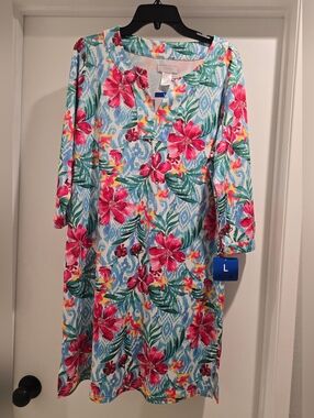 Stella Parker Womens Tropical Knit Dress Swimsuit Cover-Up Size LARGE